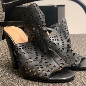 Black ankle strap heels